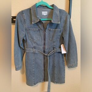 NWT Women's Denim Mini Dress with Belt